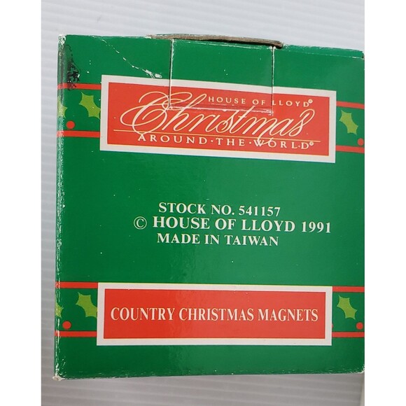 Vintage Country Christmas Magnets Wreath House Of Lloyd 1990s Around World New - Picture 6 of 6